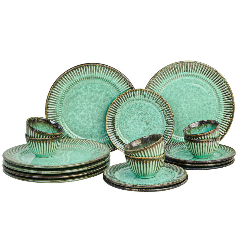 Mintora Green Ceramic Dinner Set - 18 Piece Set media 3