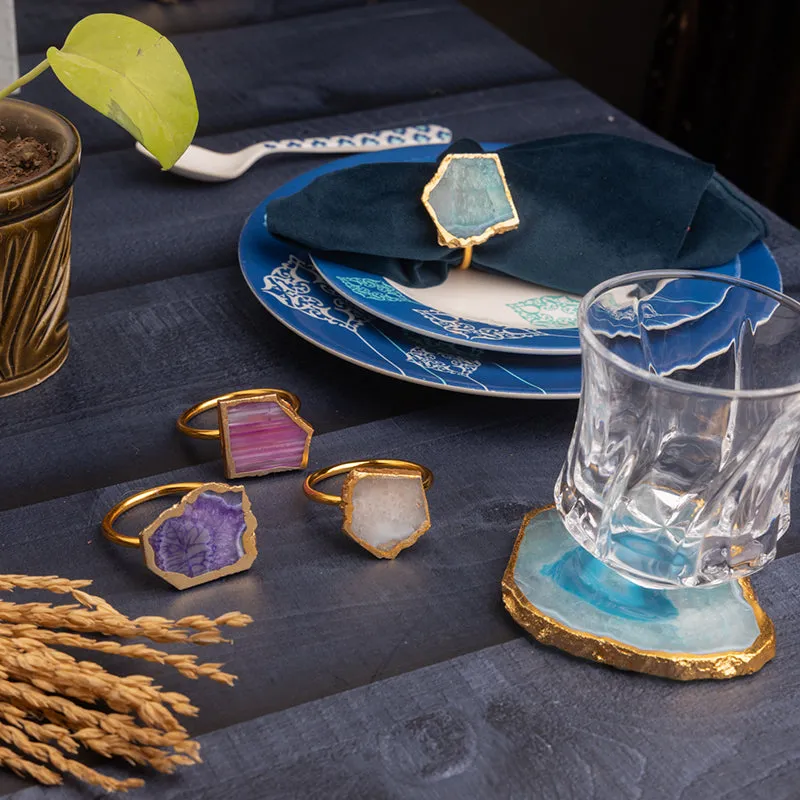 Vita Agate Coaster With Napkin Ring - Eight Piece Set media 3