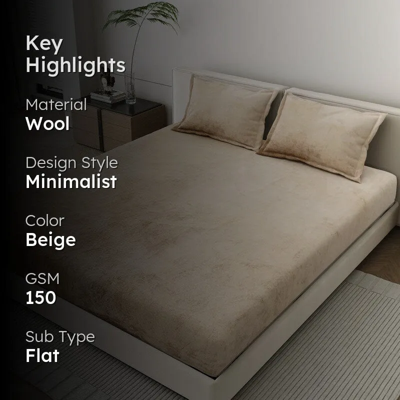 VelvetDream Woolen Bedsheet (Beige) - 150 GSM media 2