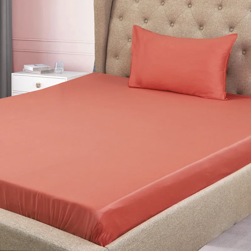 Subtle Grace Solid Cotton Bedsheet (Red) - 130 TC media 1