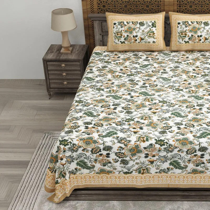 Leafis Cotton Bedsheet (Yellow,Green) - 240 TC media 3