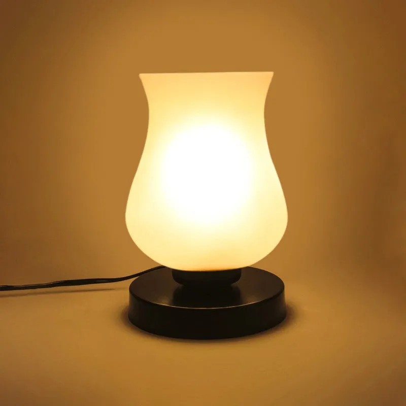 Astris Glass Wooden Table Lamp - White media 5