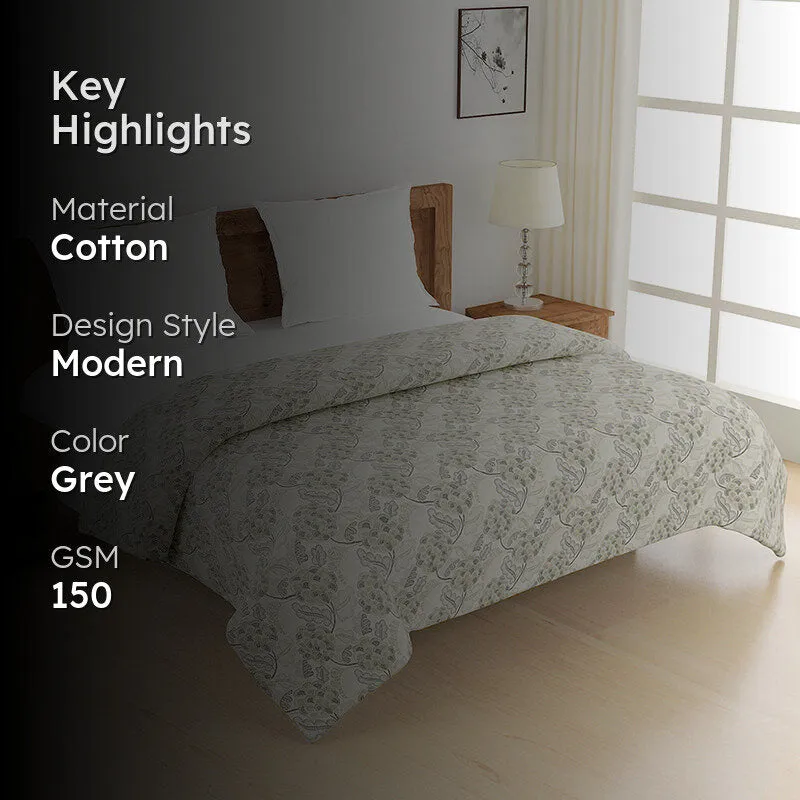 Key highlights graphic showing cotton material, modern style and grey colour