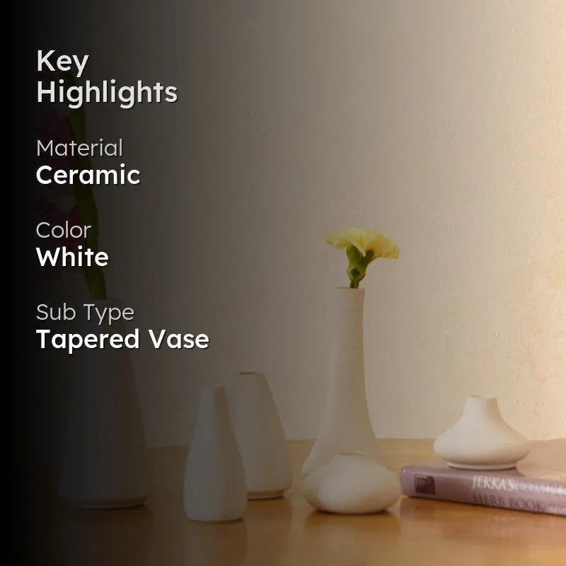 Elegant White Ceramic Tapered Vase - Set of Six media 2