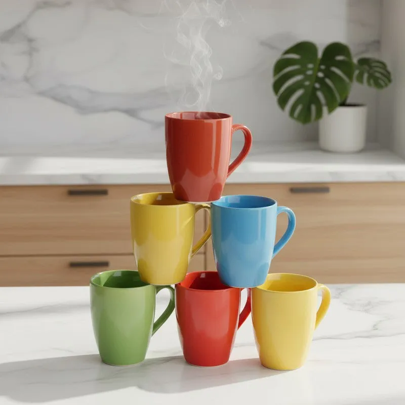 Ceramic Ceramic Coffee Mug (300 mL Each,Multicolor) - Set Of Six media 1