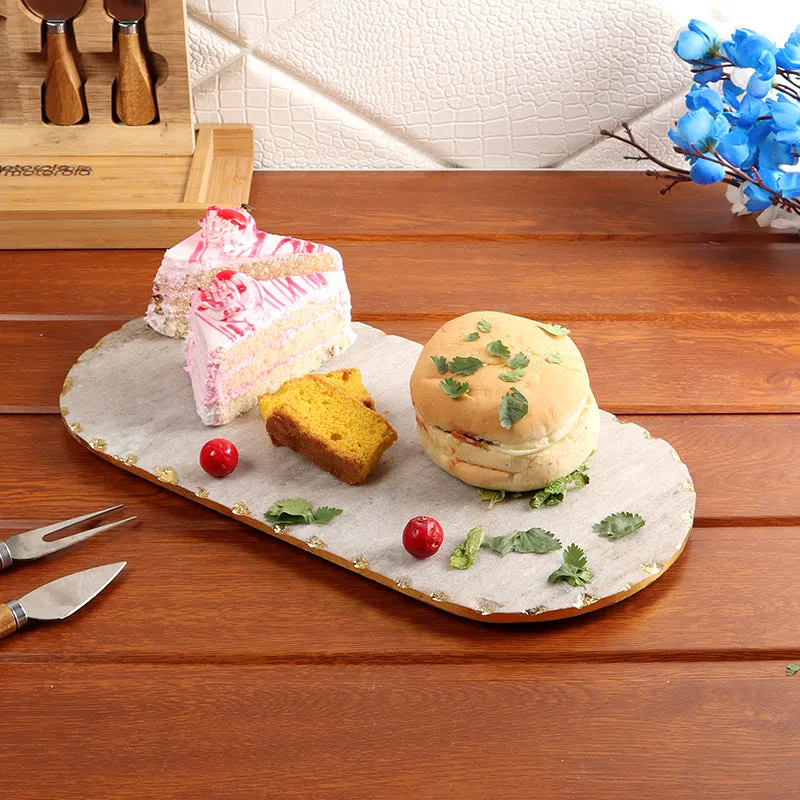 Oblixia Marble Serving Platter - White media 1