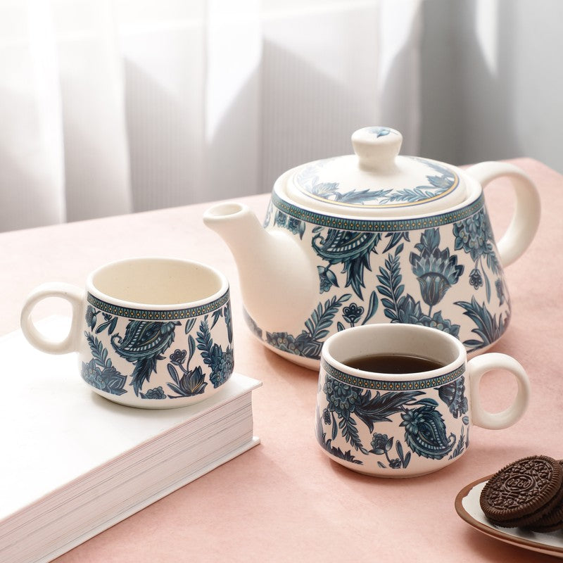Indiblue Stoneware Tea Pot Set - Seven Piece Set media 5