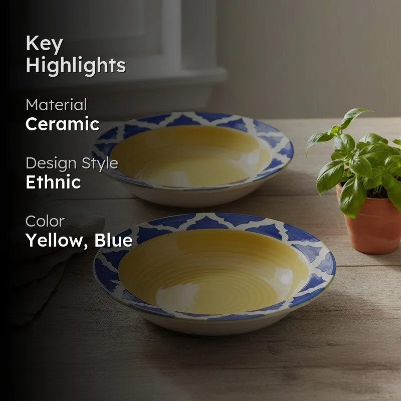 Radiant Handcrafted Ceramic Pasta Plate (Yellow) - Set Of Two media 2