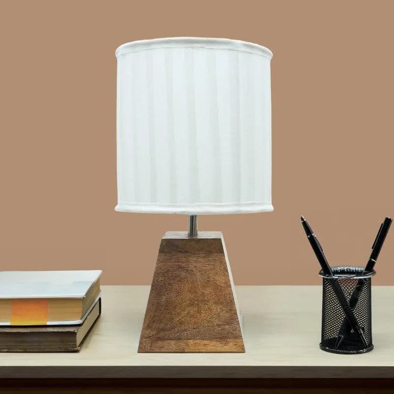 Pyramid Perfection Pleated Fabric Table Lamp - White,Brown media 3