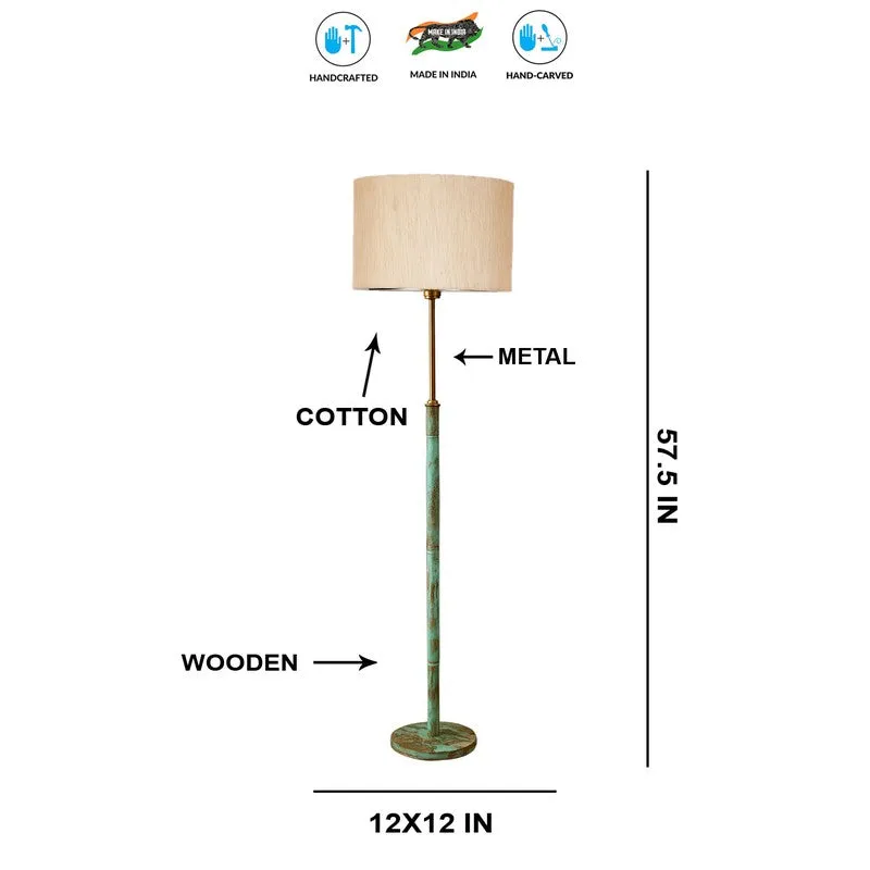 Amber Glow Wooden Floor Lamp - Beige media 8