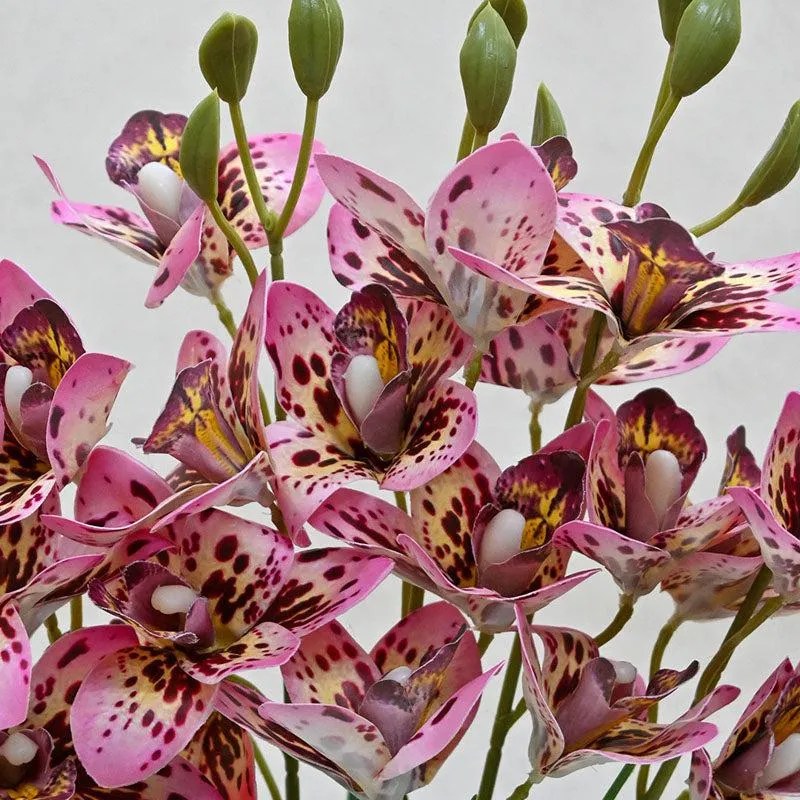 Faux Everlasting Cymbidium Everlasting Orchid Flower Stick - Pink - 3