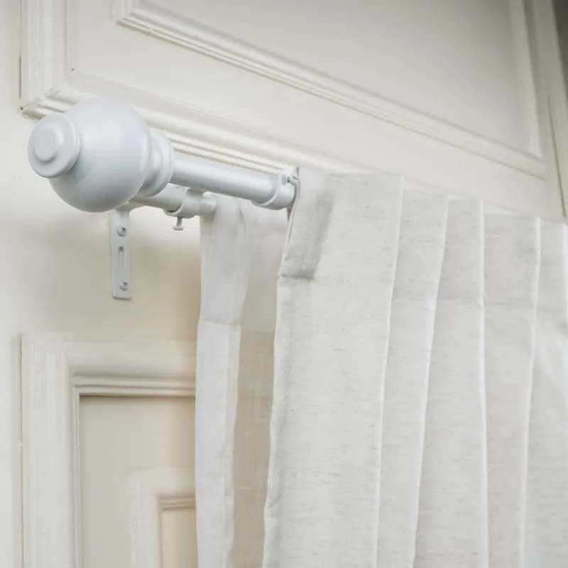 Zellij Duo Extendable 1" Double Curtain Rods With Round Finial & Brackets (White) media 4