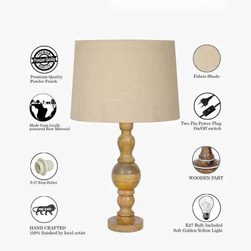 AuraLuxe Versatile Wooden Table Lamp - Beige media 6