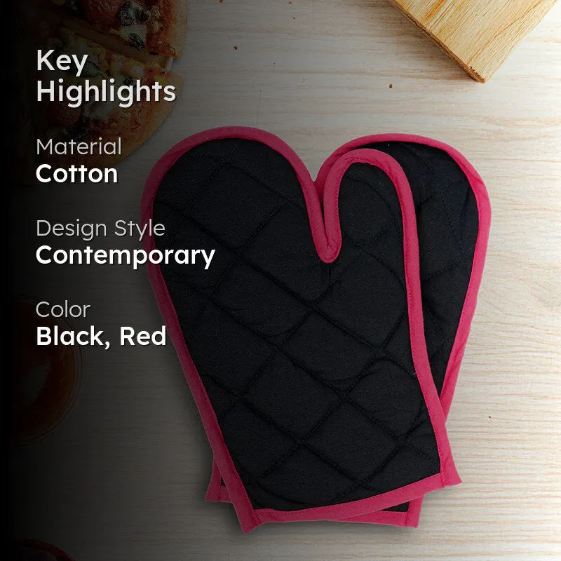 Swayam Teplo Kitchen Gloves (Black & Red) - Set Of Two media 2