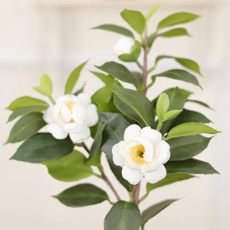 Artificial White Rose Flower Plant With Black Fiber Pot - 1.2 Feet media 6