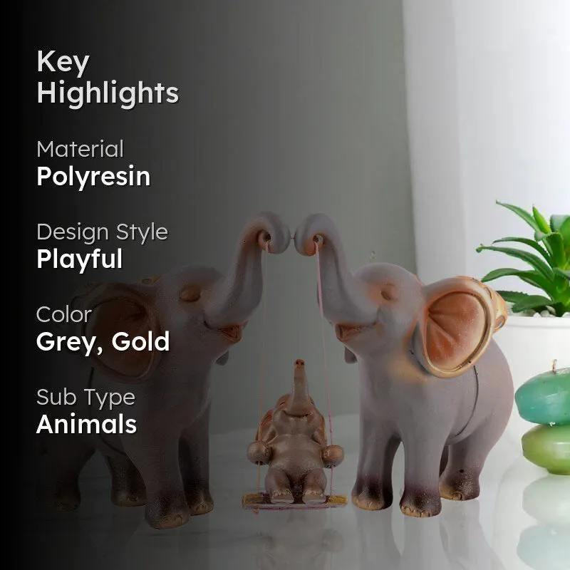 Tiny Tuskers Painted Polyresin Show Piece - Grey media 2