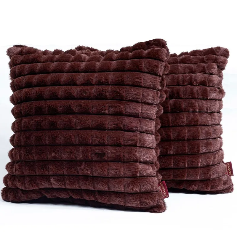 Frost Waffle Brown Cushion Cover (Square) Set of Two media 7