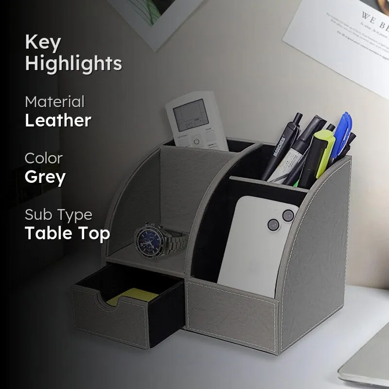 Sorrell Faux Leather Desk Organiser - Grey media 2