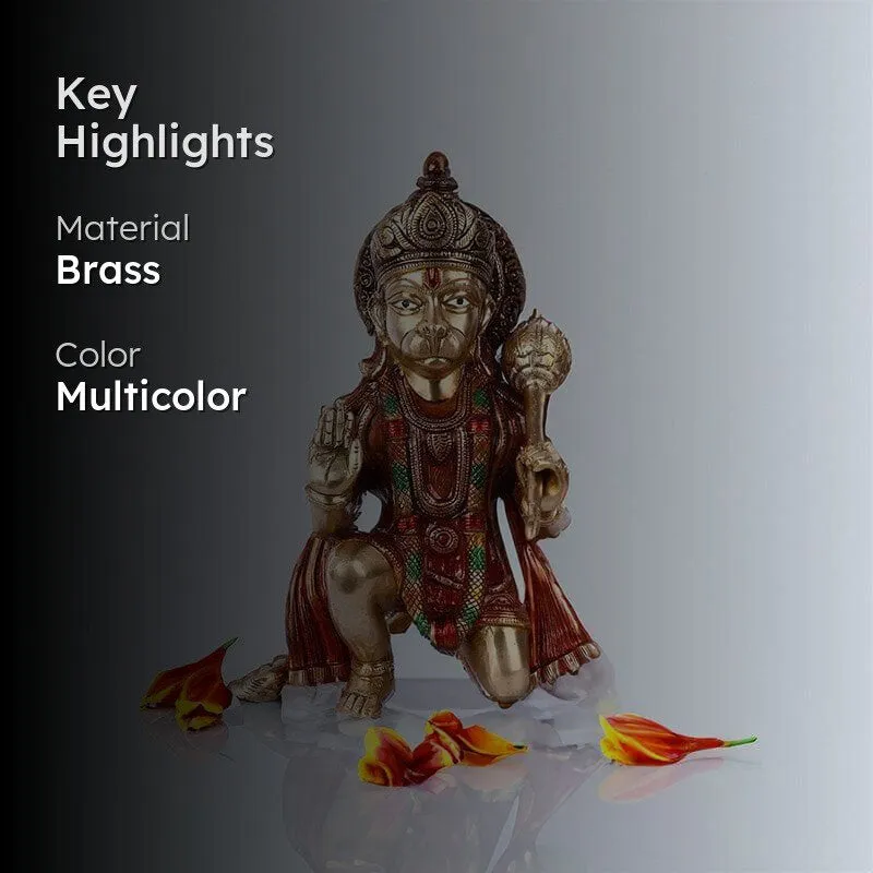 Sitting Hanuman Brass Idol media 2