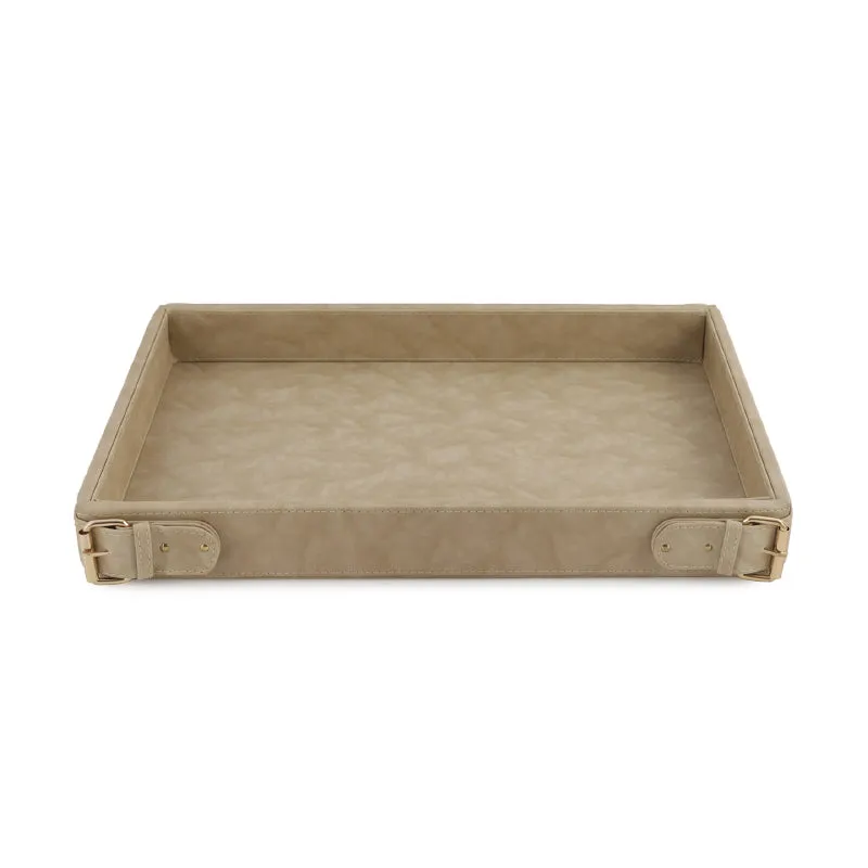 Redvo Vegan Leather Serving Tray - Beige media 3