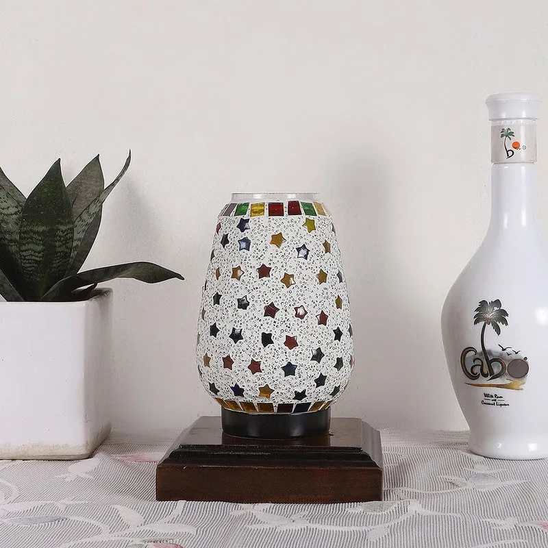 Speckra Glass Table Lamp With Wooden Base - Multicolor media 4