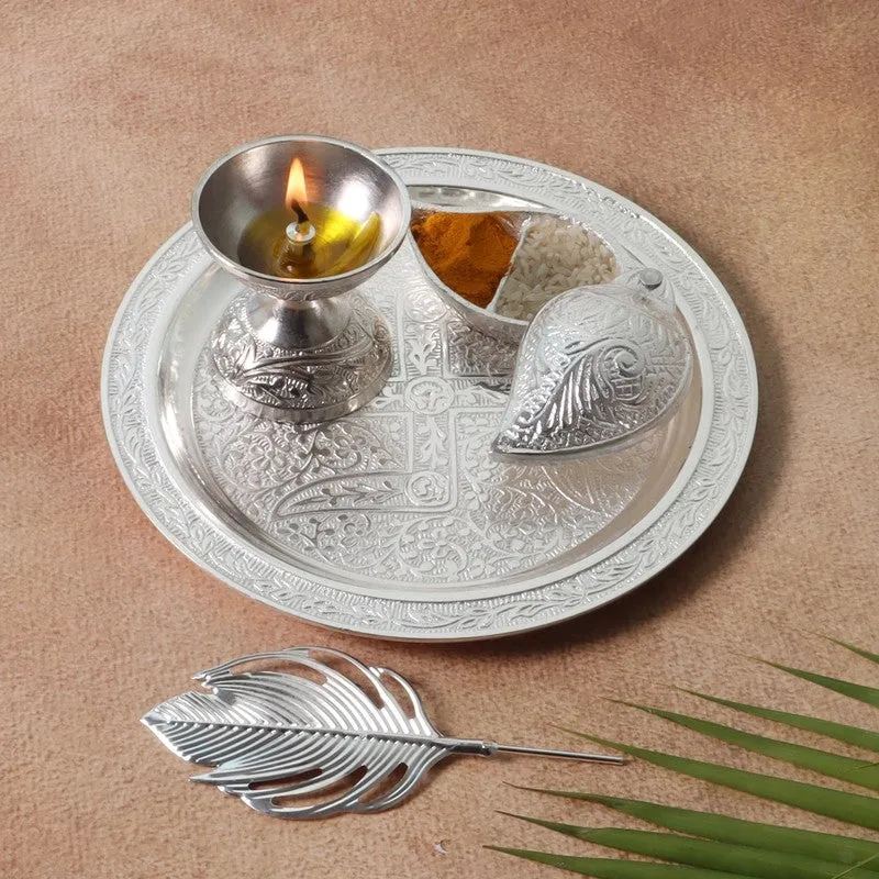 Divya Pooja Thali Set (Silver) - Four Piece Set media 3