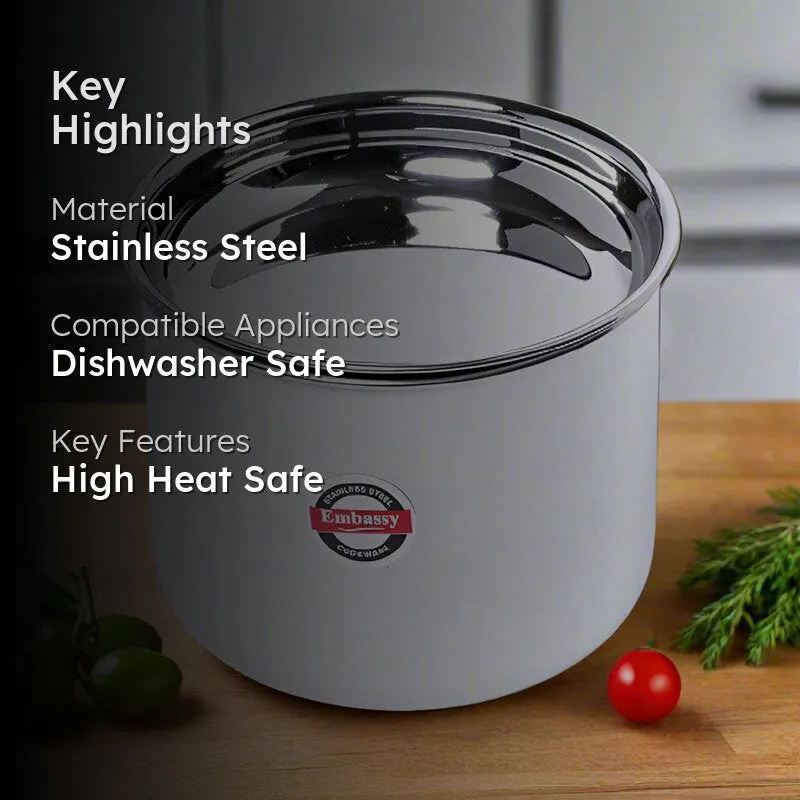 Halcyon Stainless Steel Pateela With Lid - 1500 mL / 5 Inches media 2