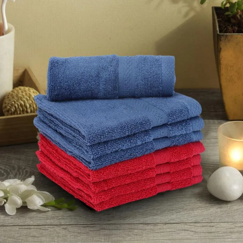 Miorah Face Towel (Red & Blue) - Set Of Eight media 1
