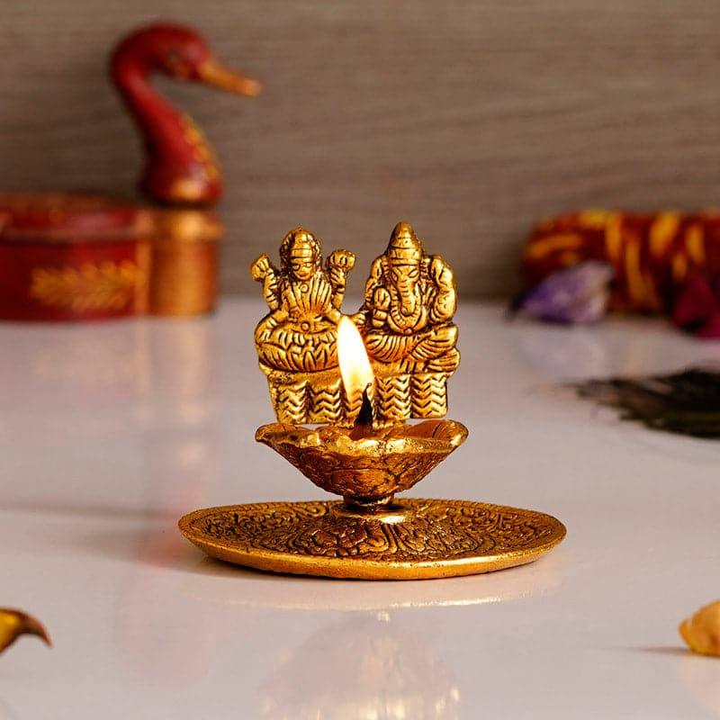 Ganesha & Lakshmi Metal Diya