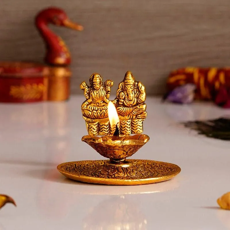Ganesha & Lakshmi Metal Diya media 1