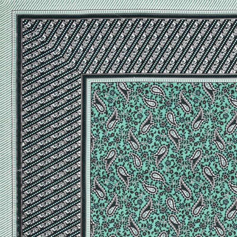 FloralNest Cotton Bedsheet (Green) - 144 TC media 5
