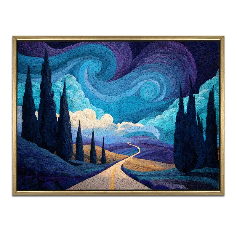 Golden Nebula Canvas Wall Painting With Frame media 3