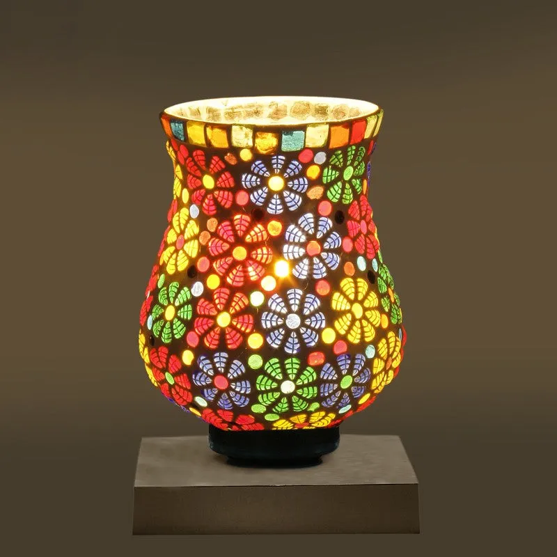 Flavia Mosaic Glass Table Lamp With Wooden Base - Multicolor media 8