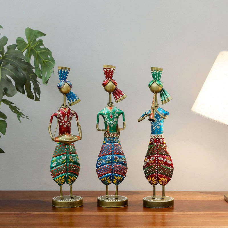 Folk Musician Decor Iron Showpieces - Set Of Three