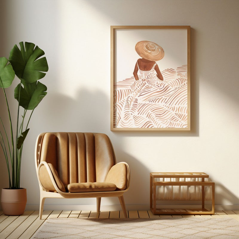 Serene Archival Canvas Wall Art - Natural Brown Frame