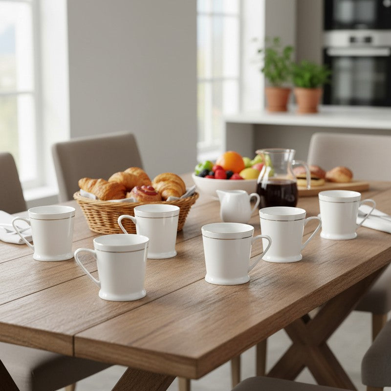 Minnisa Bone China Tea Cup (200 mL Each) - Set of Six