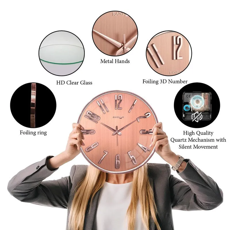 Elite Numeric Plastic Wall Clock - Pink & Rose Gold media 7