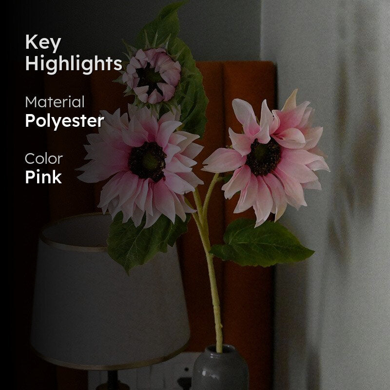 Faux Sunflower Flower Stick - Pink media 2