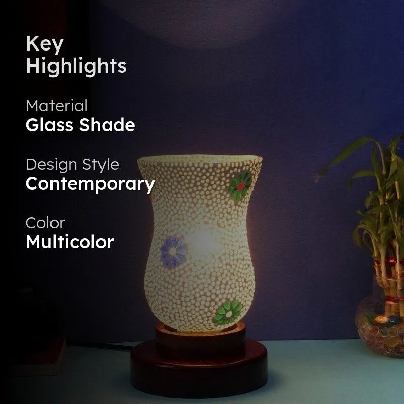 Vintage Vase Style Glass Table Lamp - White media 2