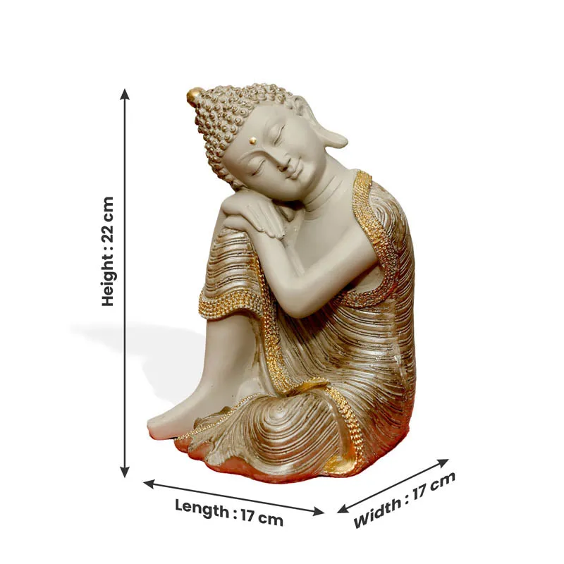 Zen Resting Buddha Showpiece - Cream media 7