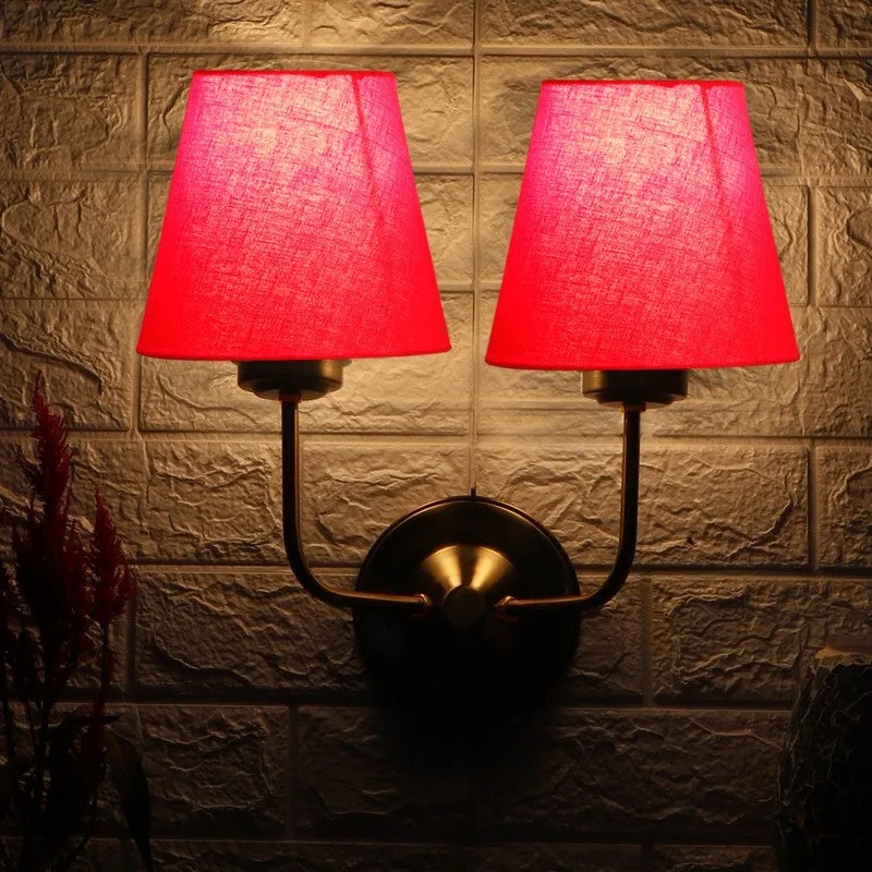 Lumoire Duo Cone Metal Wall Lamp - Gold,Red media 4