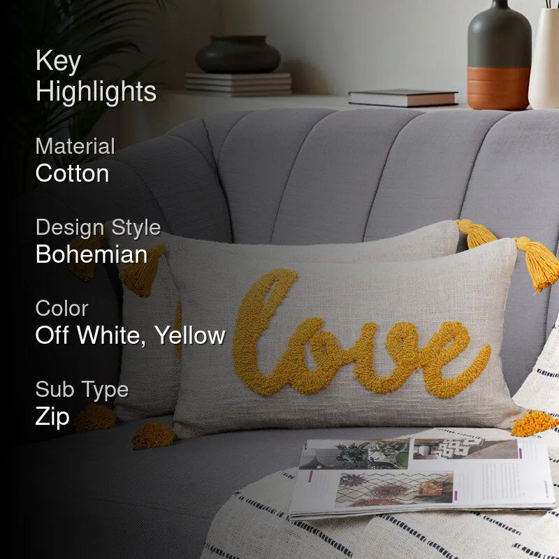 Love Tassle Tufted Cushion Cover Set (Yellow) - Set Of Two media 2