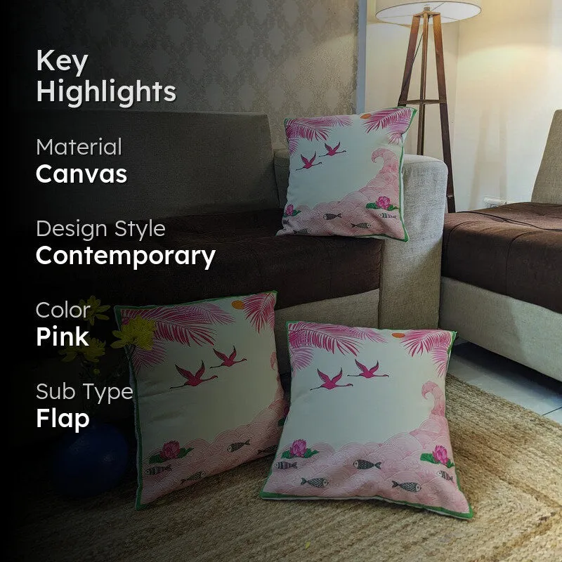 Pink Oasis Cushion Cover - Set Of Three media 2