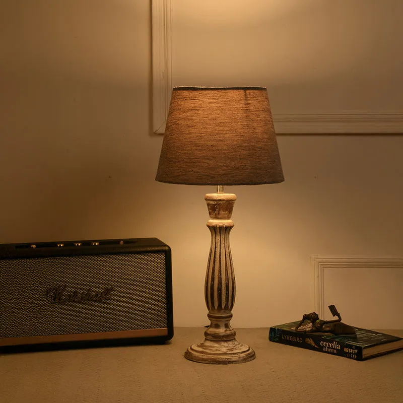 Whittle Cone Cotton Table Lamp - Grey media 1