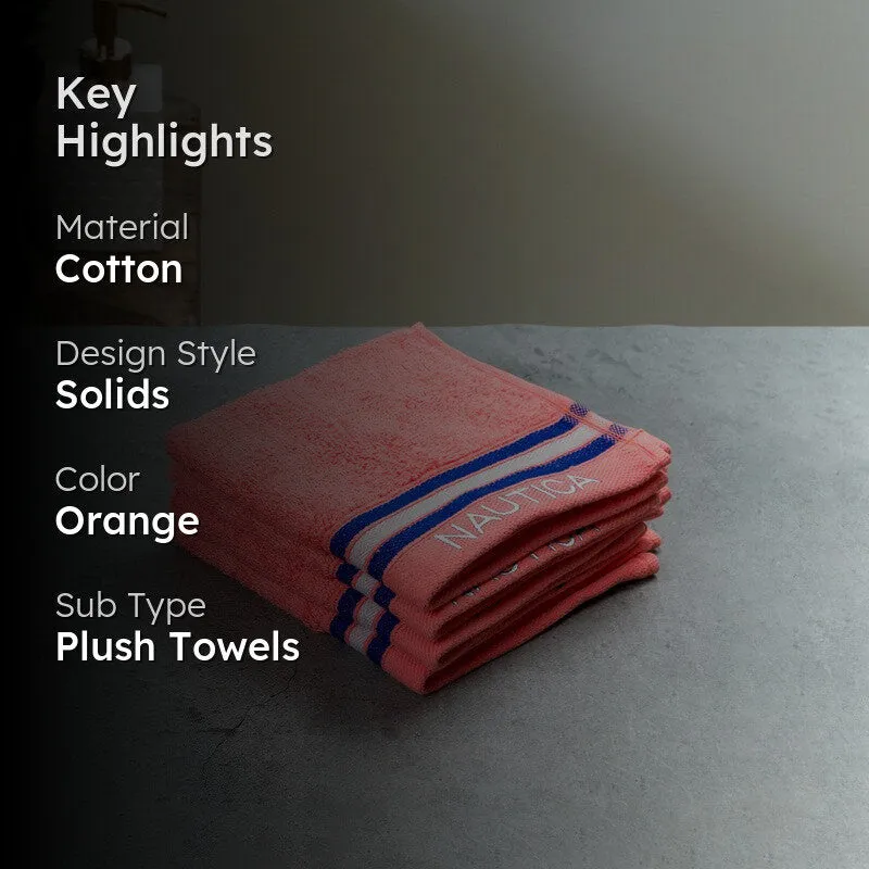 Orange towel stack with key highlights overlay