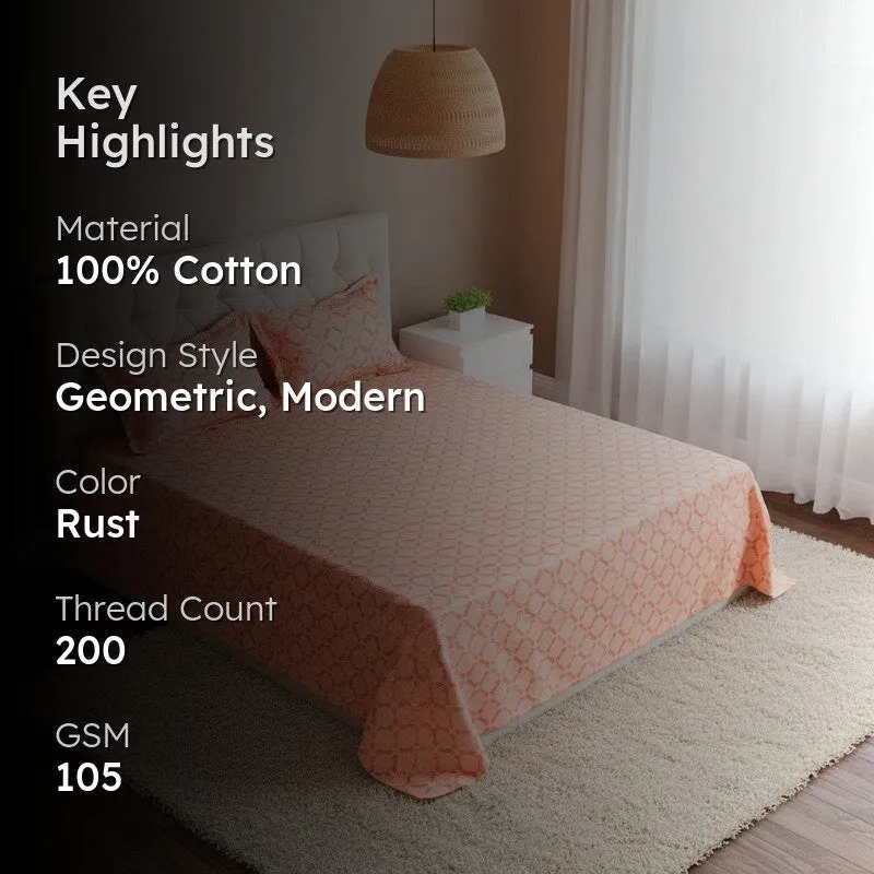 Ulrika Neva Cotton Bedsheet (Rust) - 200 TC media 2