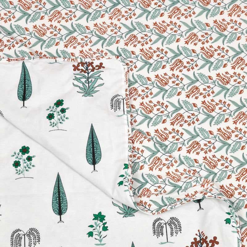 Devyanshi Floral Printed White & Green Cotton Dohar media 6