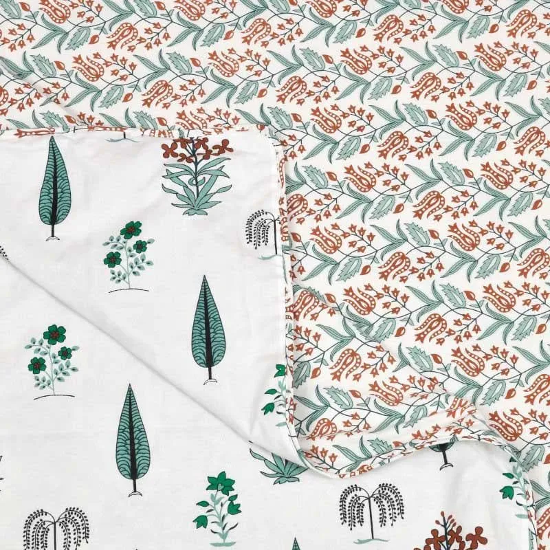 Devyanshi Floral Printed White & Green Cotton Dohar media 6