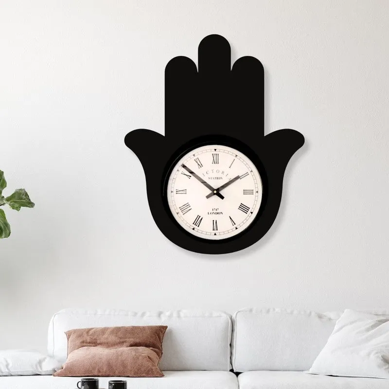 Palm Steel Analog Wall Clock - Black media 1