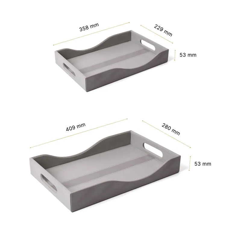 Veltrix Faux Leather Serving Tray - Grey media 8